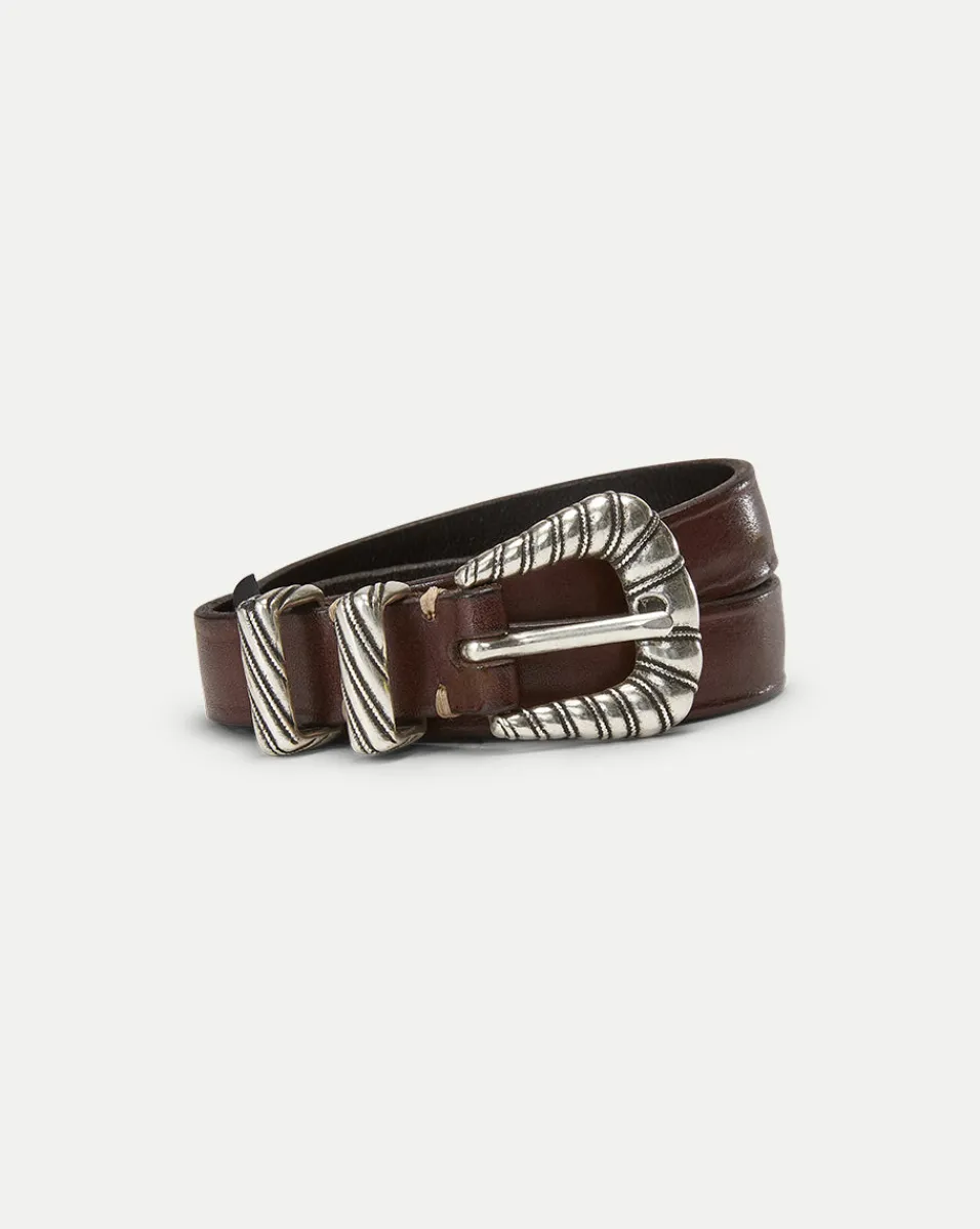 Outlet Veronica Beard Elsa Leather Belt in Dark Brown ChocolateBrown