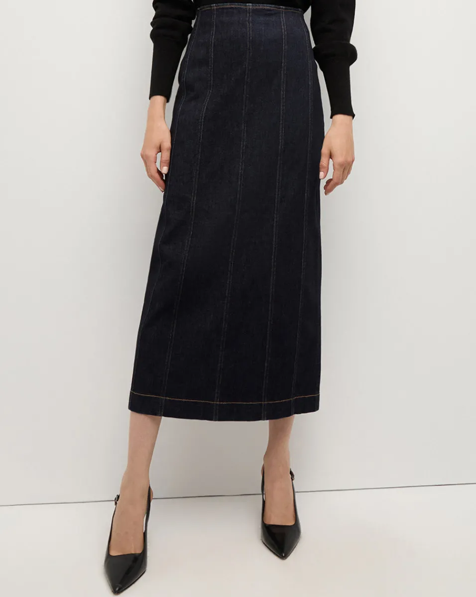 Sale Veronica Beard Fiona Maxi Denim Skirt in Dark Wash WashedOxford