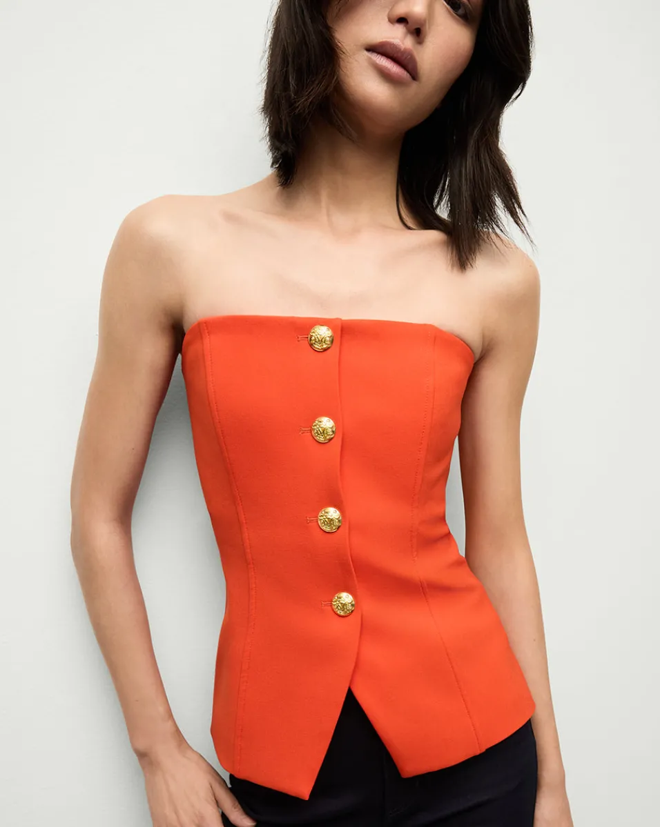 Cheap Veronica Beard Forman Bustier Top in Flame