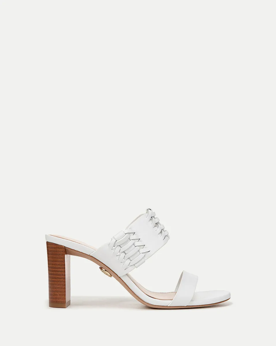 Online Veronica Beard Georgie White Woven Leather Heeled Sandal Coconut