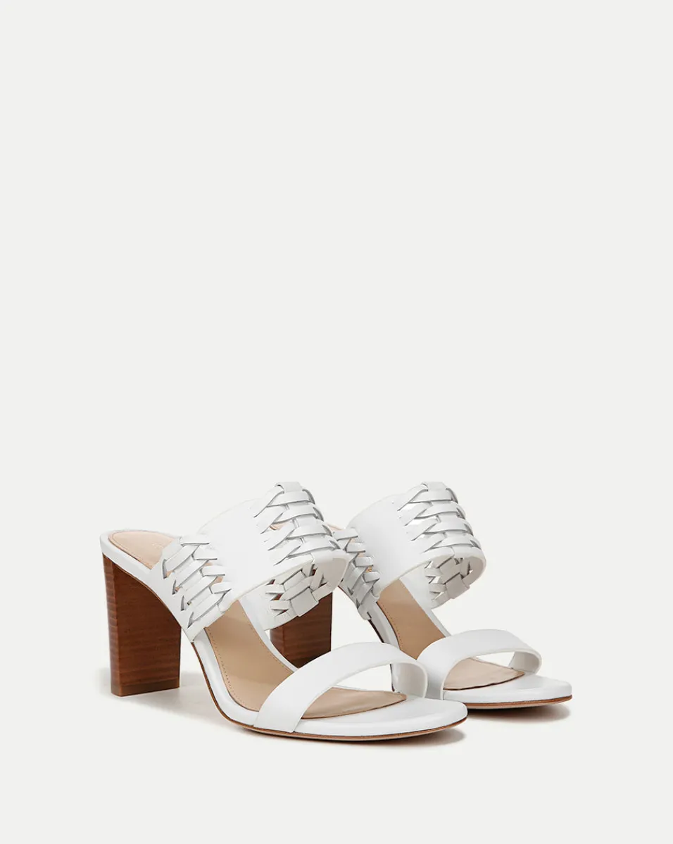 Online Veronica Beard Georgie White Woven Leather Heeled Sandal Coconut