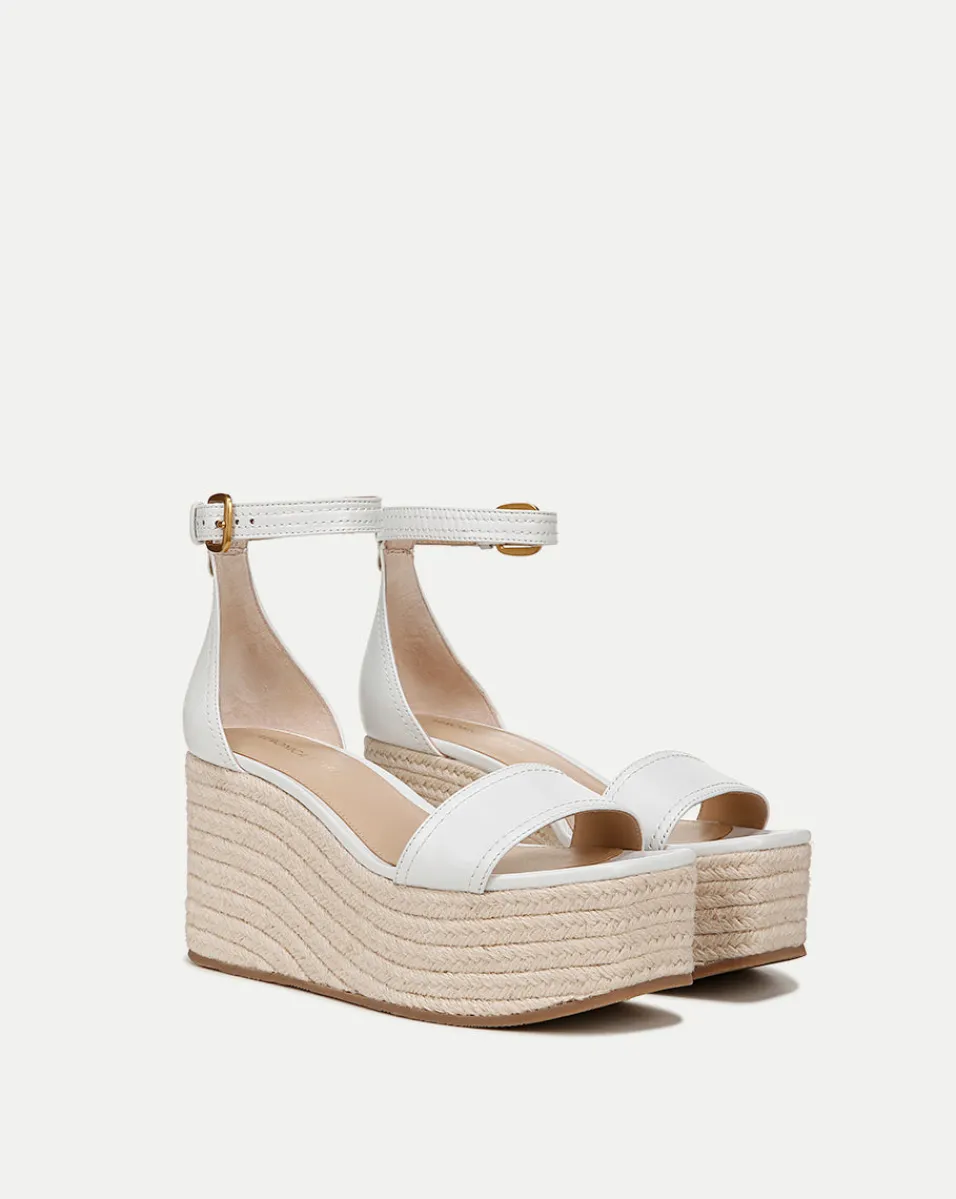 Online Veronica Beard Gianna Raffia Wedge Sandal in Coconut