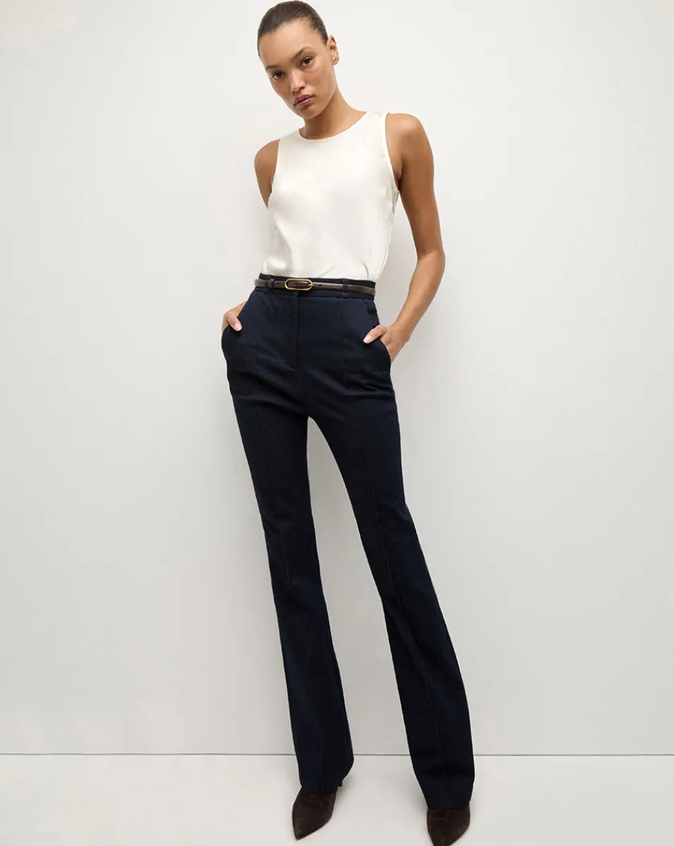 Clearance Veronica Beard Gracie Belted Denim Pant in Dark Wash MidnightWash