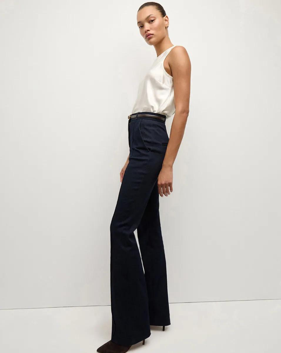 Clearance Veronica Beard Gracie Belted Denim Pant in Dark Wash MidnightWash