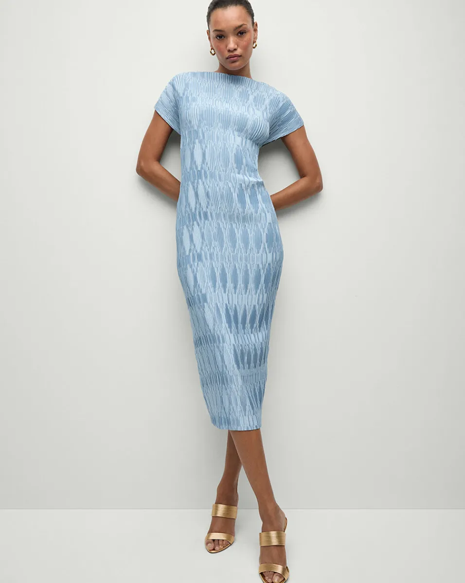 Sale Veronica Beard Gramercy Pleated Dress in Blue Sky BlueSky