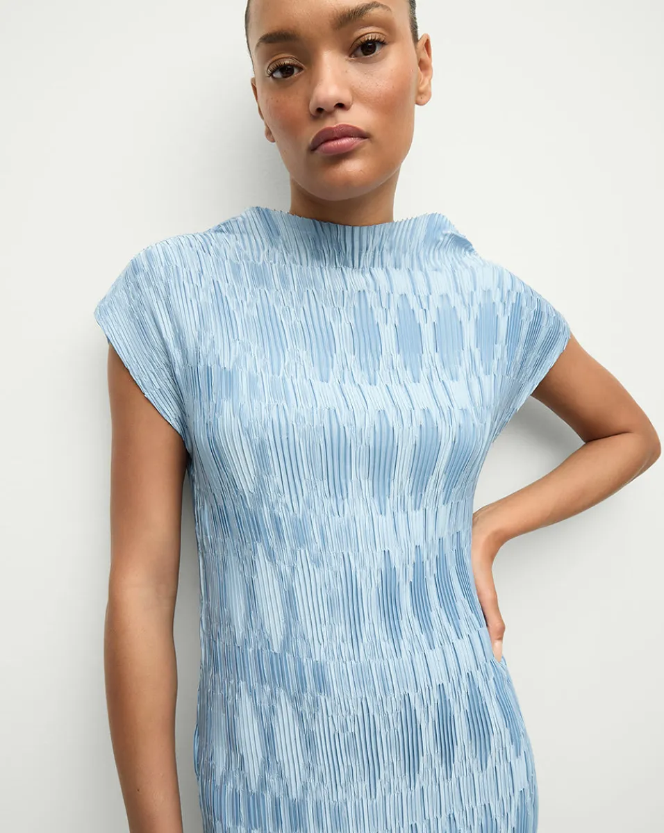 Sale Veronica Beard Gramercy Pleated Dress in Blue Sky BlueSky