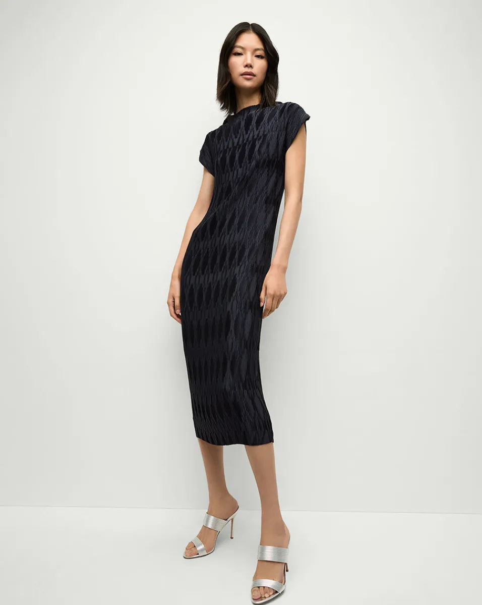 New Veronica Beard Gramercy Pleated Dress in Navy