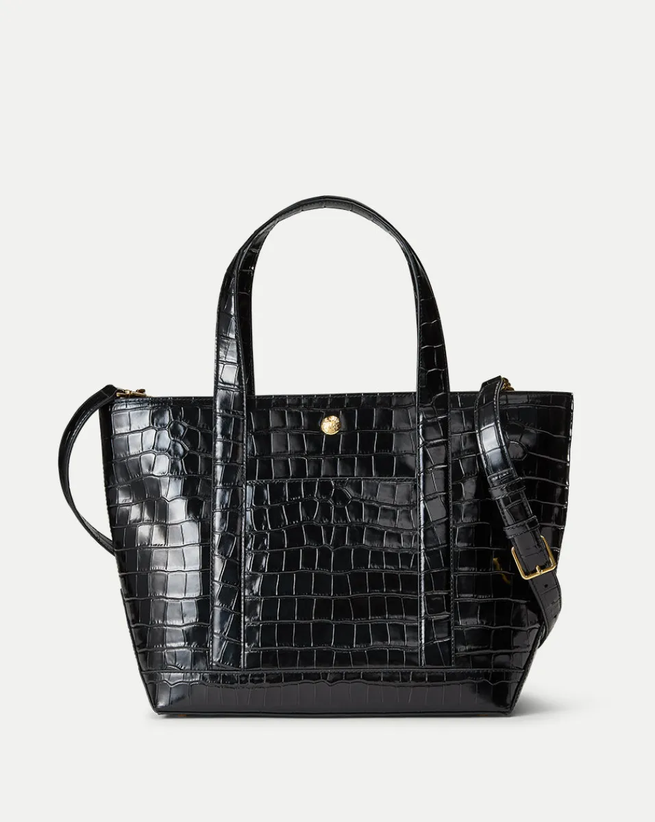 Best Veronica Beard Grand Croc-Embossed Goody Bag in Black