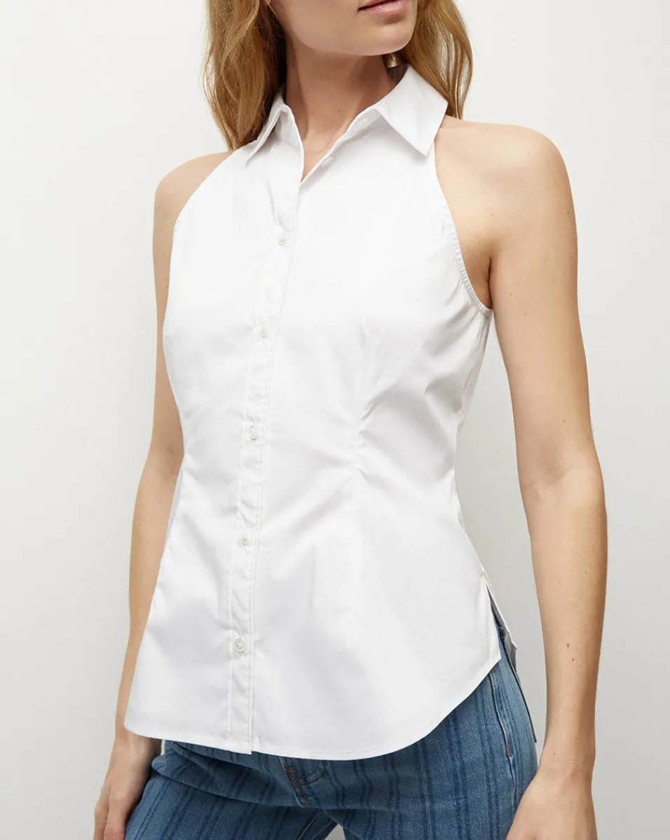 Outlet Veronica Beard Harper Poplin Top in White