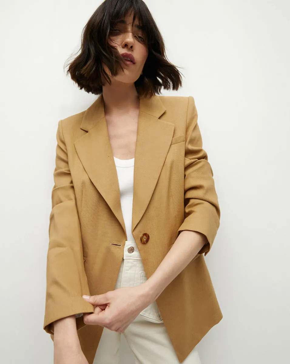 Online Veronica Beard Hayward Khaki Linen Jacket | Relaxed Fit DesertKhaki