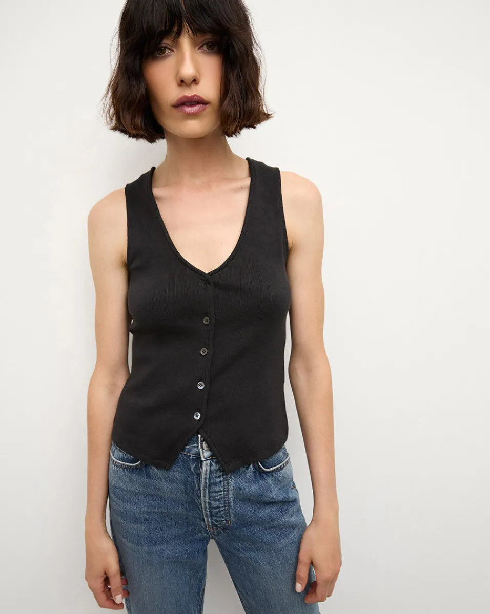 Shop Veronica Beard Hoorne Vest Tank Top in Black