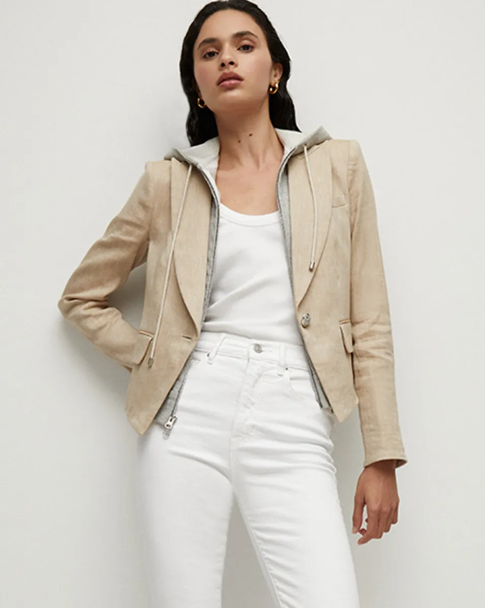 Flash Sale Veronica Beard Hosanna Khaki Linen Dickey Jacket KhakiMelange