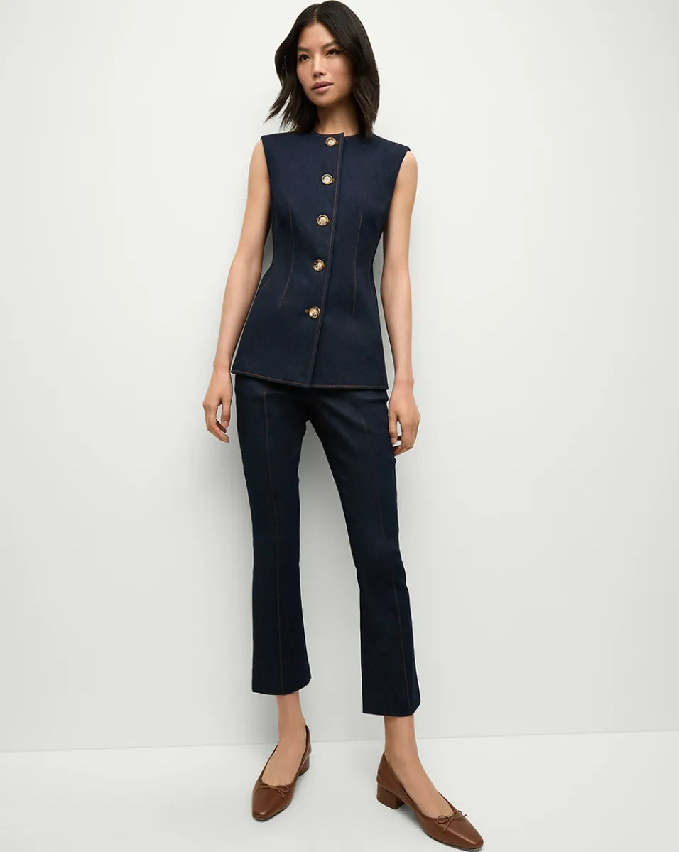 New Veronica Beard Jessup Denim Vest in Dark Oxford DarkOxford