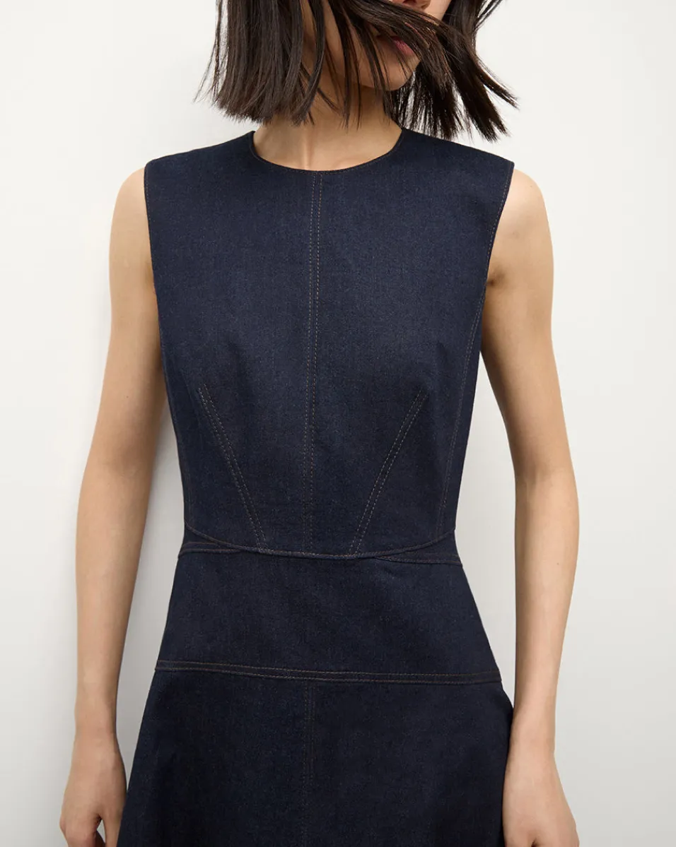 Shop Veronica Beard Karrigan Denim Midi Dress in Dark Wash MidnightWash