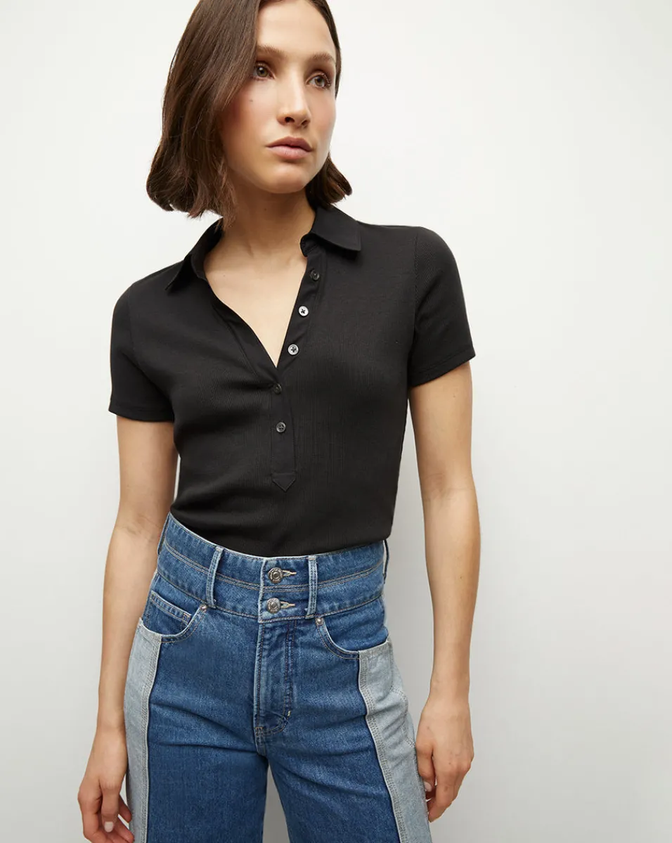 Cheap Veronica Beard Kearney Button-Down Tee in Black