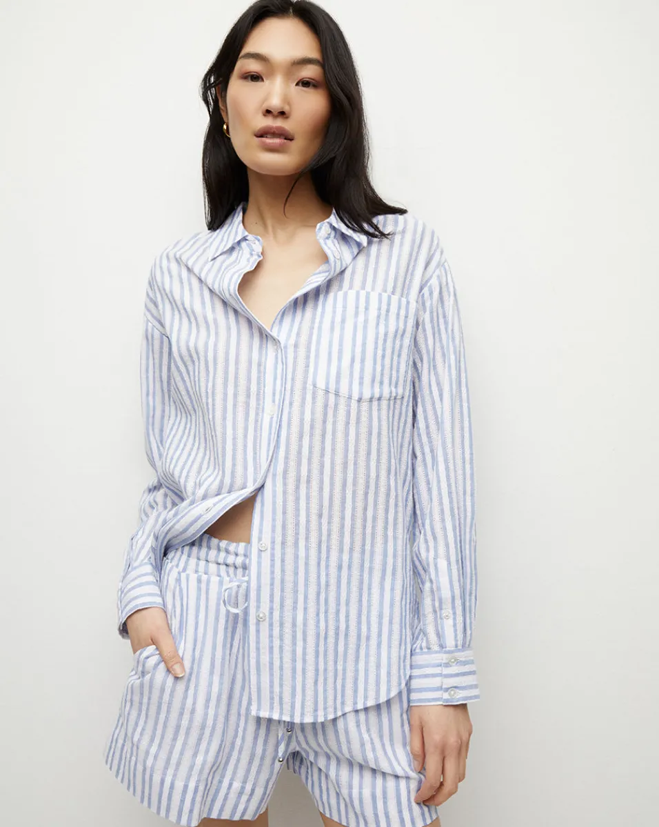 Best Sale Veronica Beard Keiko Button-Down Shirt in Blue/White