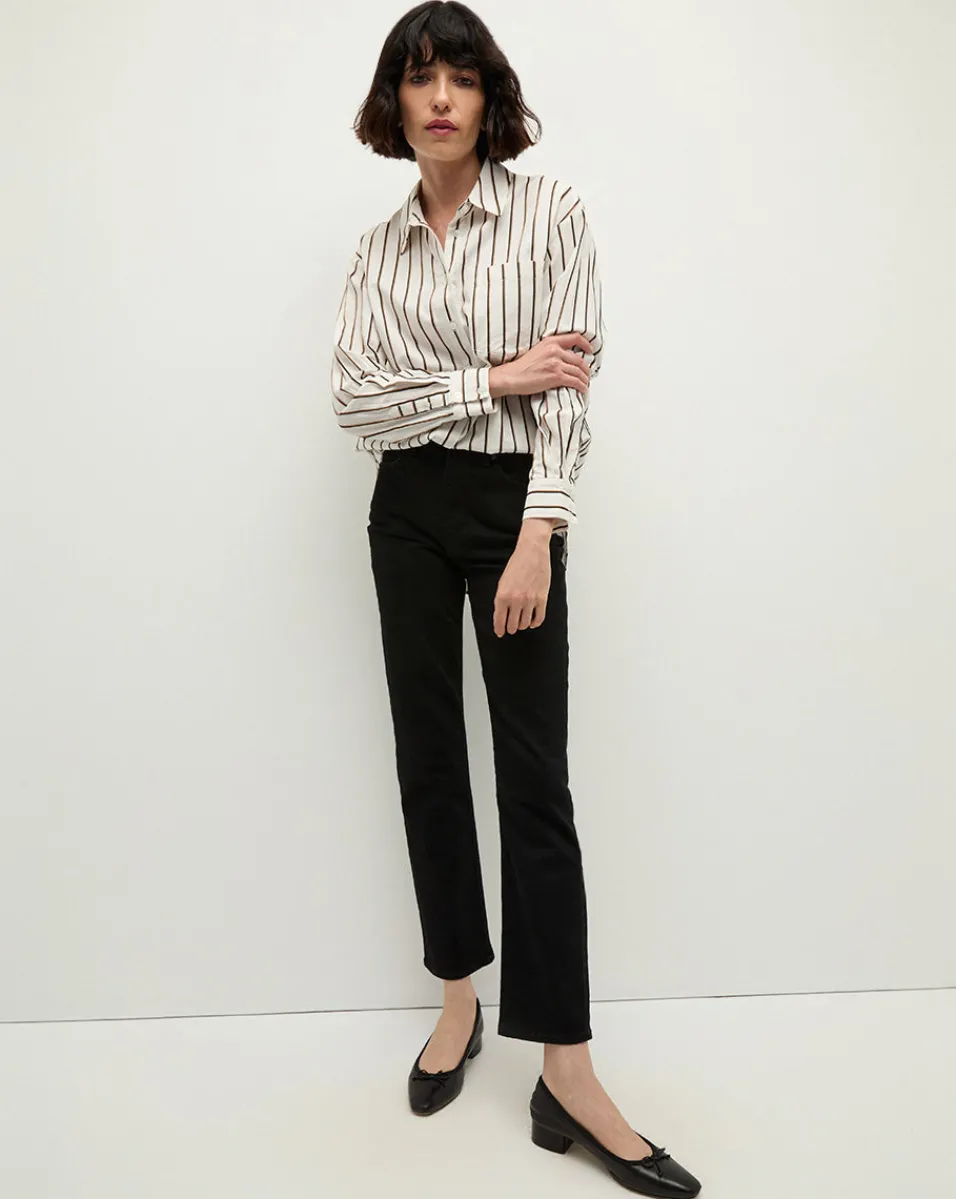 Cheap Veronica Beard Keiko Stretch-Cotton Shirt in Striped Ivory IvoryMulti