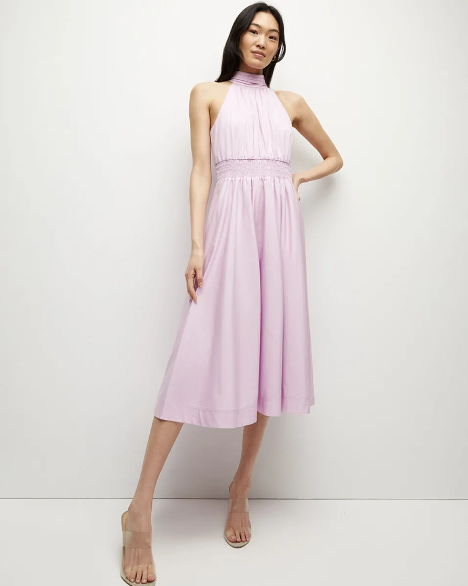 Best Sale Veronica Beard Kinny Poplin Halter Midi Dress BarelyOrchid