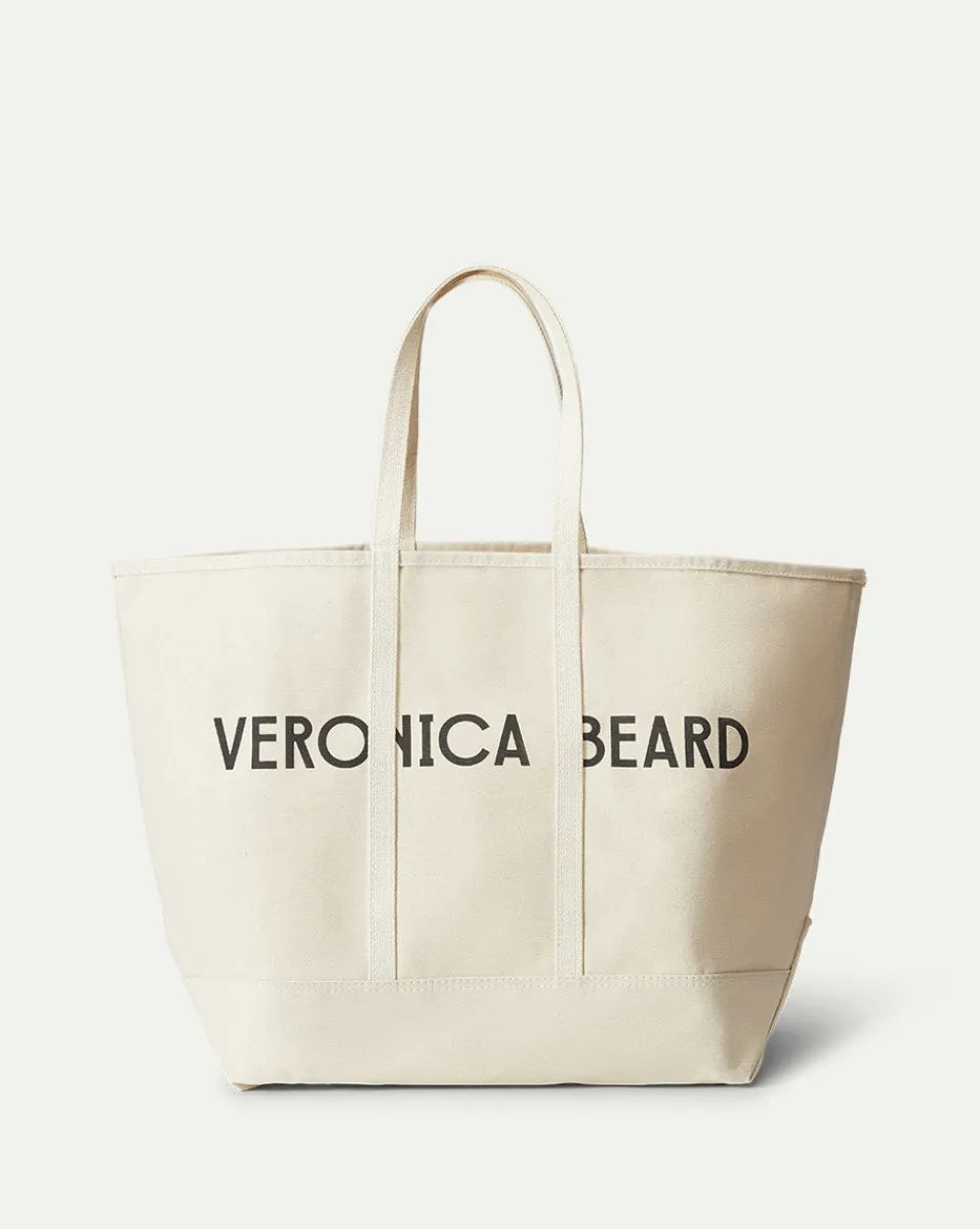 Best Sale Veronica Beard Large Logo Canvas Tote in Natural