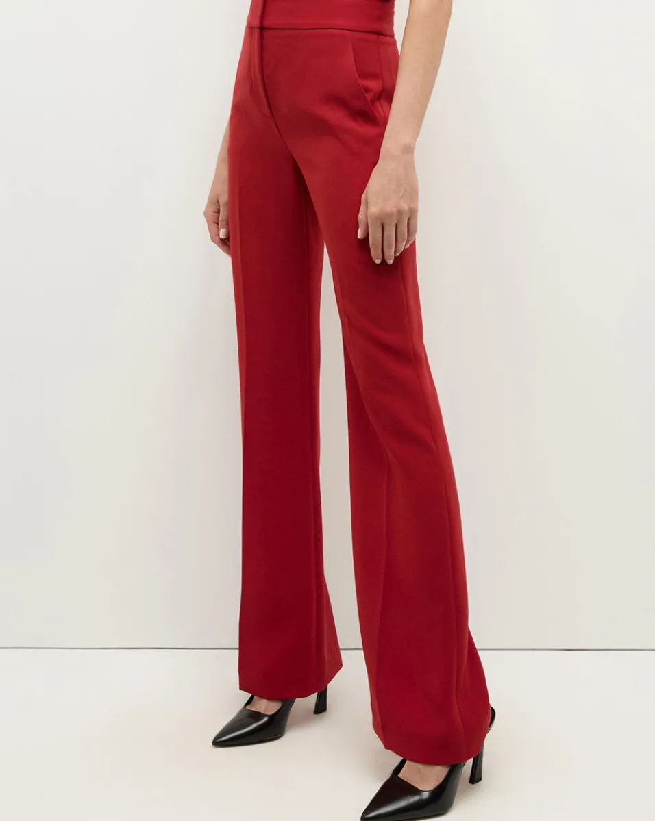 Cheap Veronica Beard Lebone High Waist Flare Pant in Red Crimson