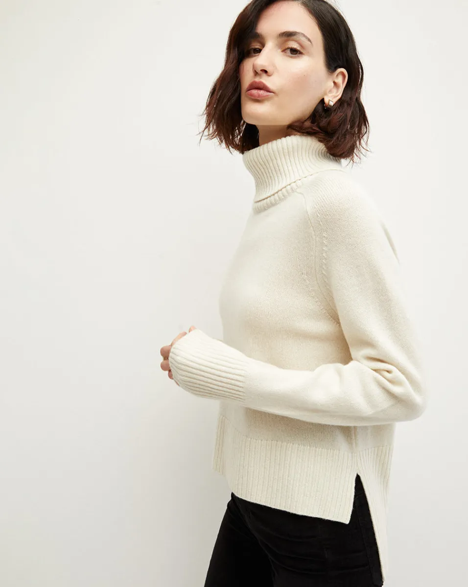 Store Veronica Beard Lerato Chasmere Turtleneck Sweater in Ivory