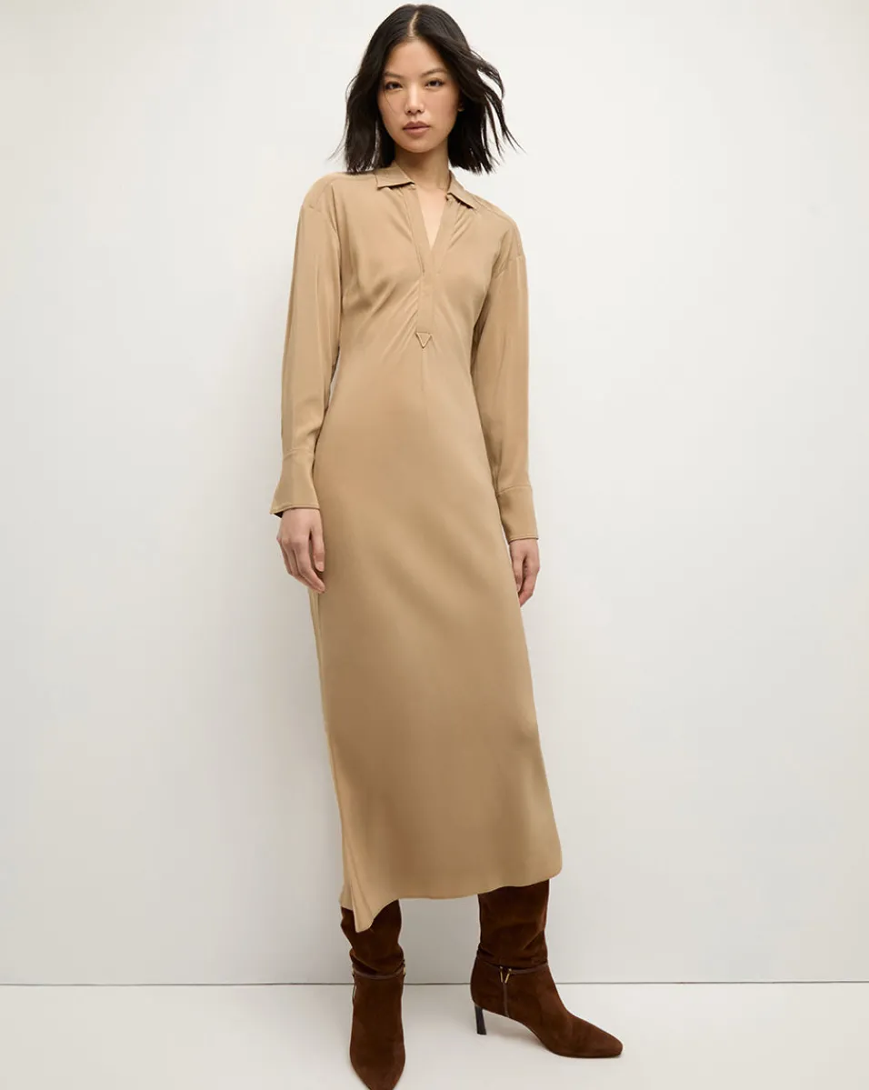 Discount Veronica Beard Liberty Maxi Dress in Beige Russet