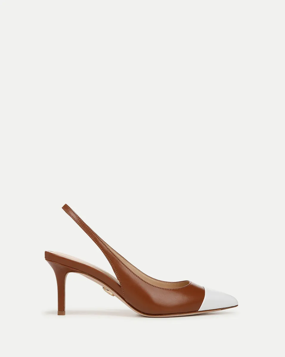 Best Veronica Beard Liliana Leather Slingback Pump in Caramel/Coconut