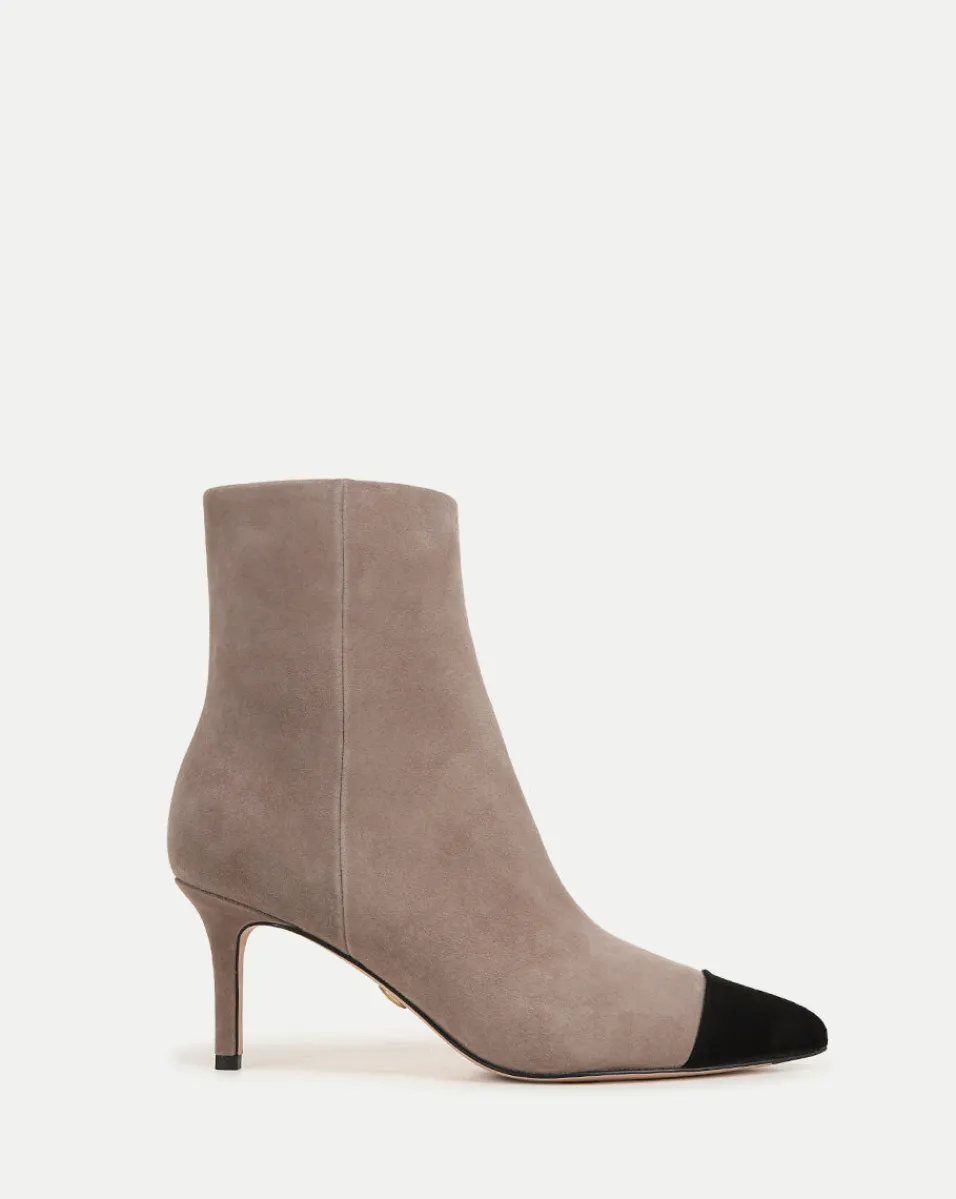 Best Sale Veronica Beard Lisa Cap-Toe Heeled Boots in Taupe & Black Taupe/Black