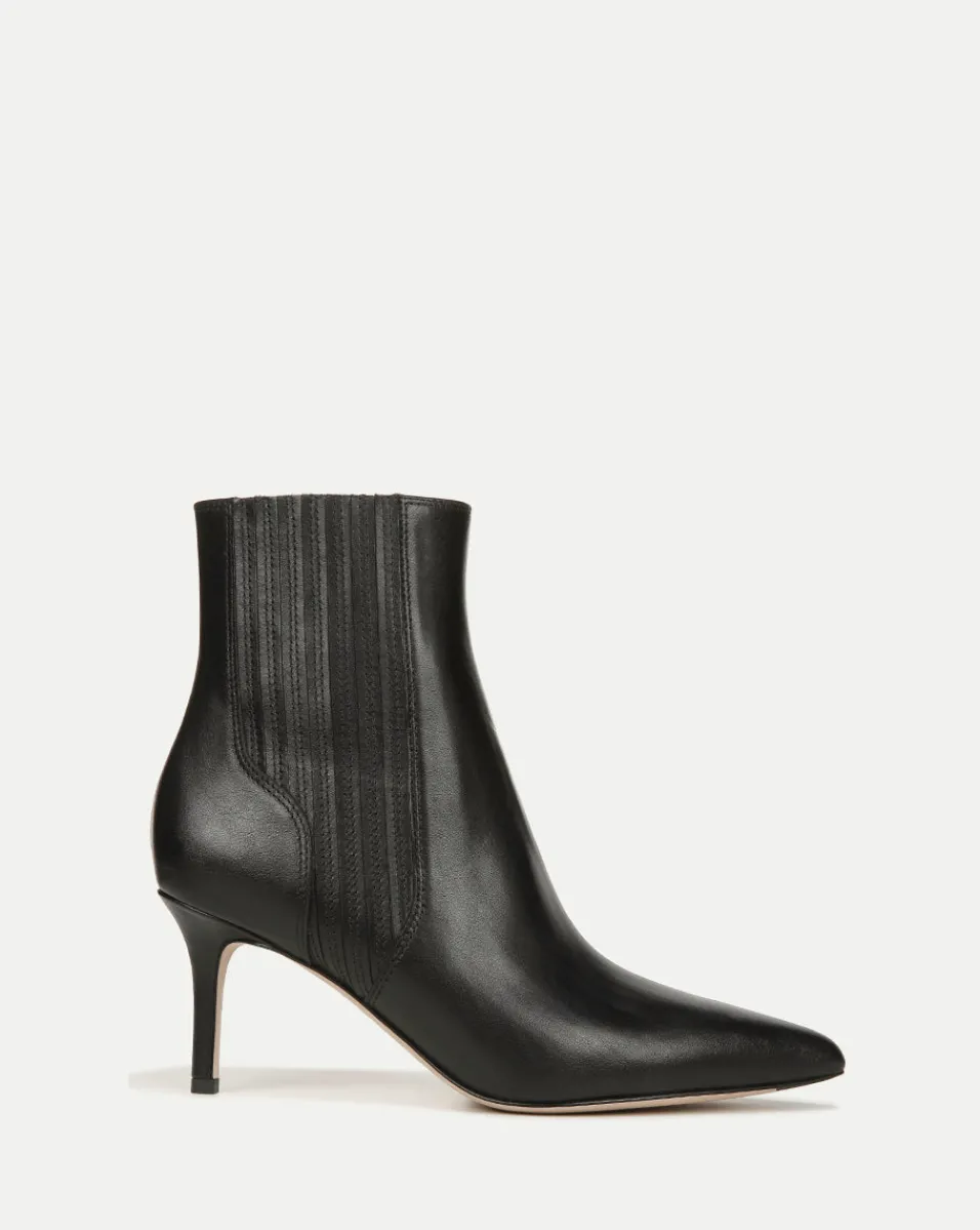 Fashion Veronica Beard Lisa Mid-Heel Leather Bootie Black