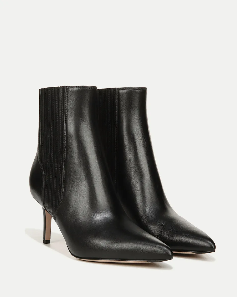 Fashion Veronica Beard Lisa Mid-Heel Leather Bootie Black