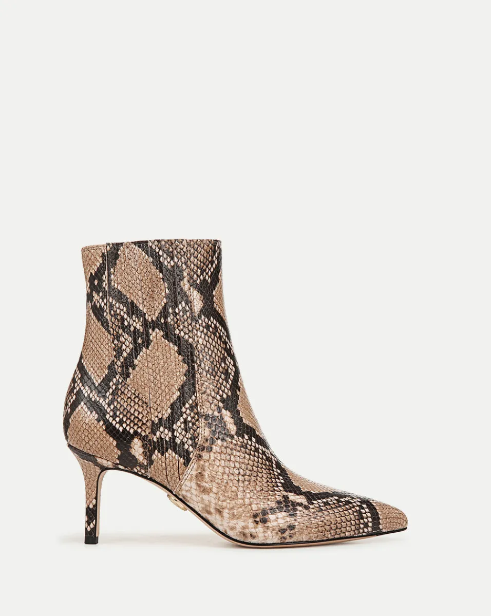 Cheap Veronica Beard Lisa Snakeskin-Embossed Mid-Heel Bootie Latte