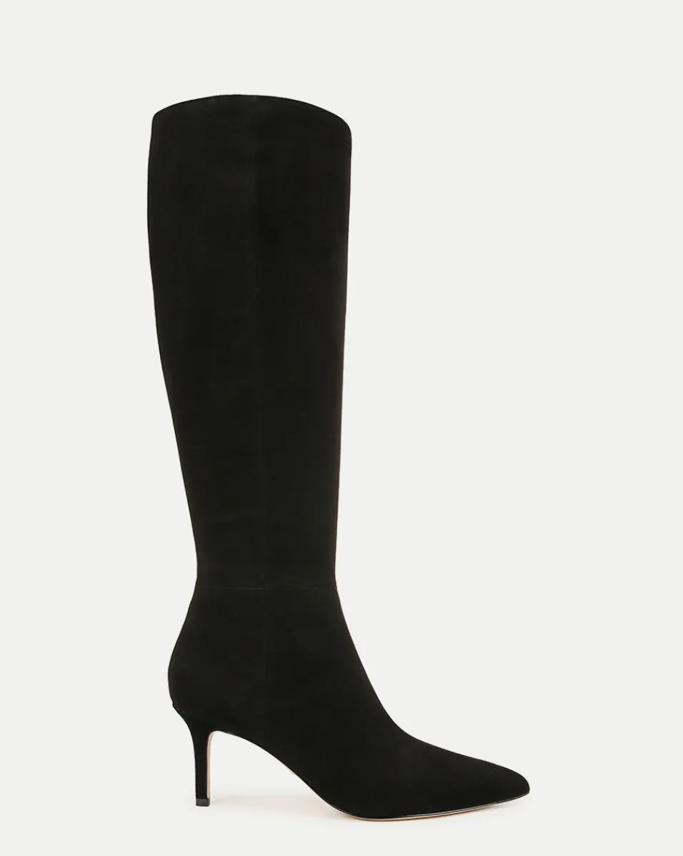 Best Sale Veronica Beard Lisa Suede Mid-Heel Tall Boot on Black