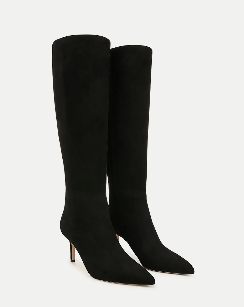 Best Sale Veronica Beard Lisa Suede Mid-Heel Tall Boot on Black