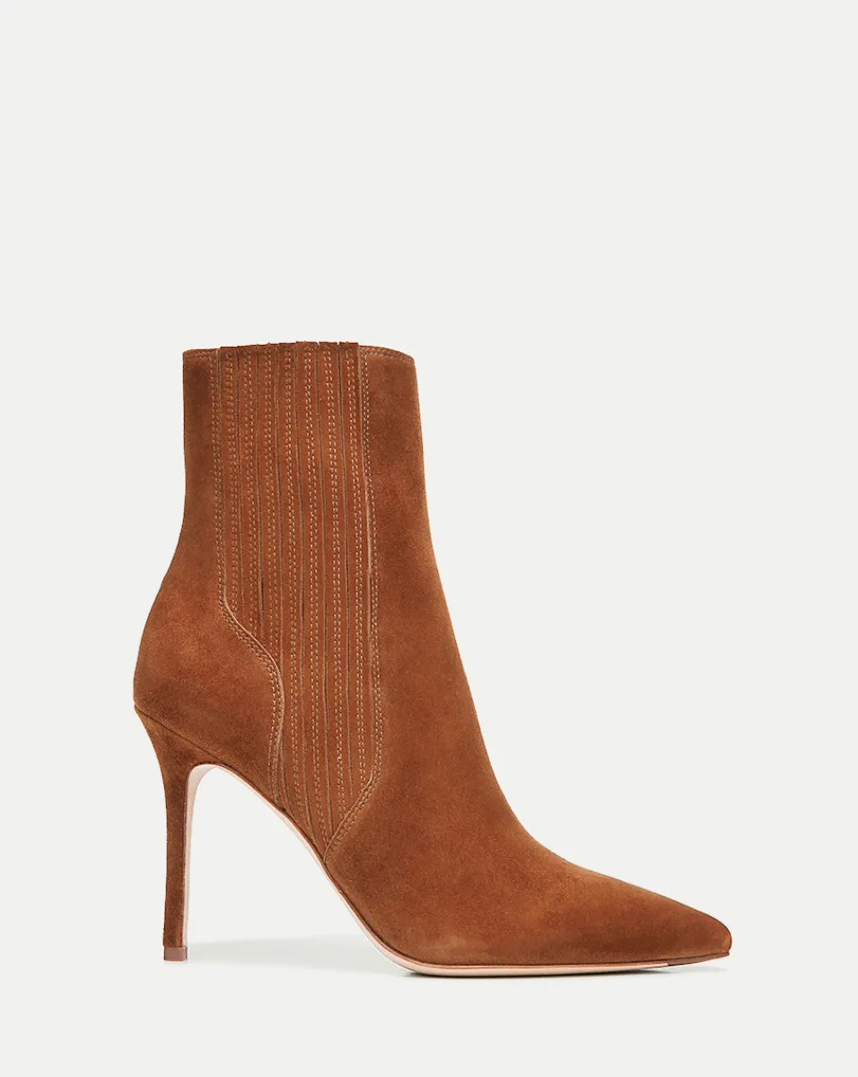 Store Veronica Beard Lisa Suede Stiletto-Heel Bootie Chestnut