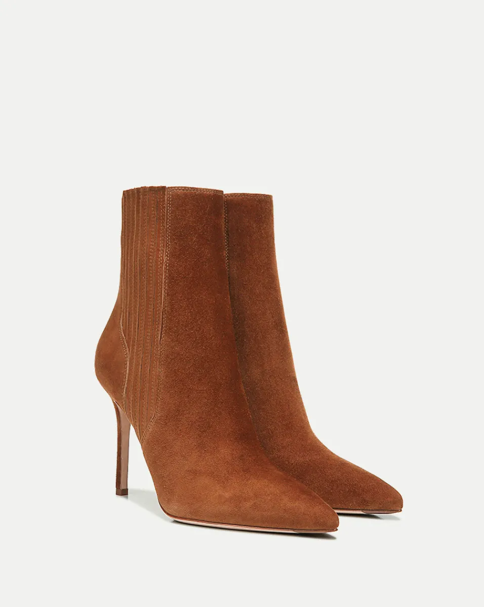 Store Veronica Beard Lisa Suede Stiletto-Heel Bootie Chestnut