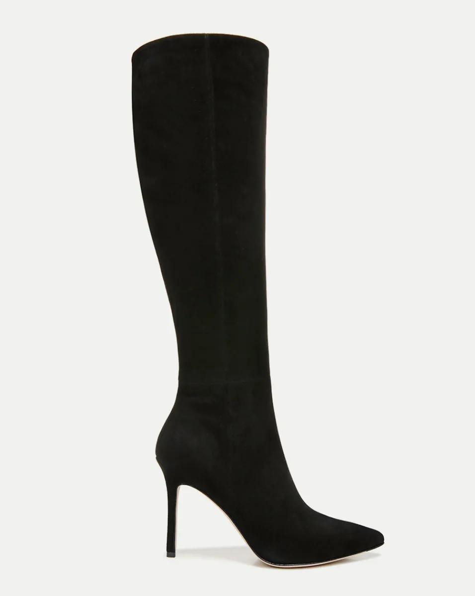 Sale Veronica Beard Lisa Suede Tall Boot Wide Calf Black