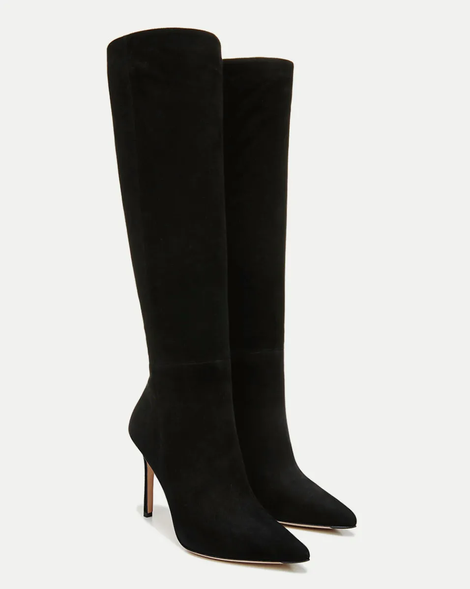 Sale Veronica Beard Lisa Suede Tall Boot Wide Calf Black