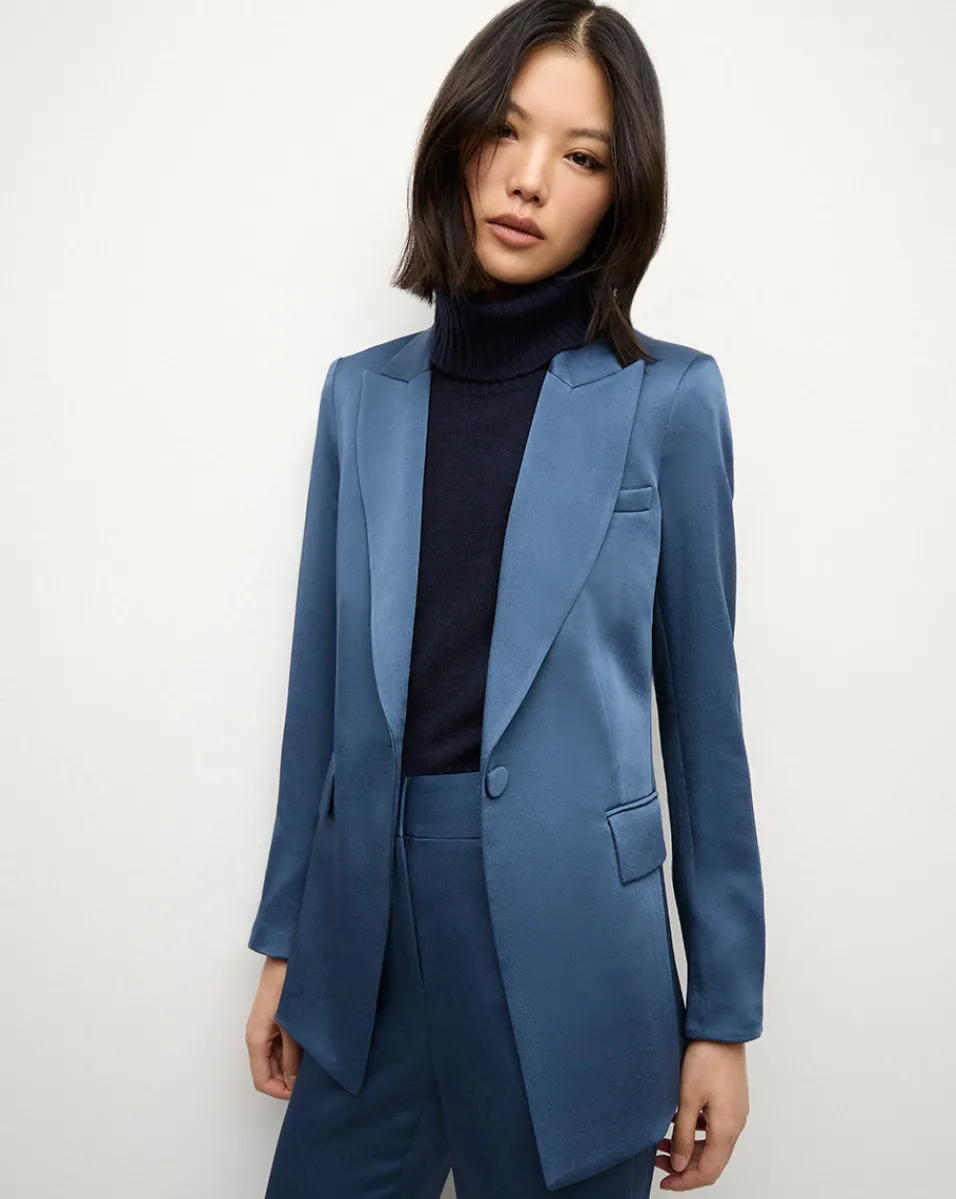 Sale Veronica Beard Long And Lean Dickey Jacket in Blue Stone BlueStone