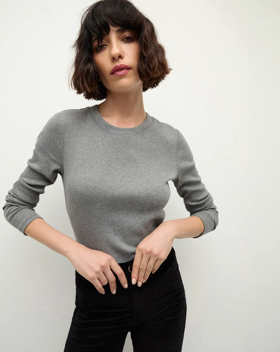 Flash Sale Veronica Beard Long Sleeve Pruitt Tee in Heather Grey MediumHeatherGrey