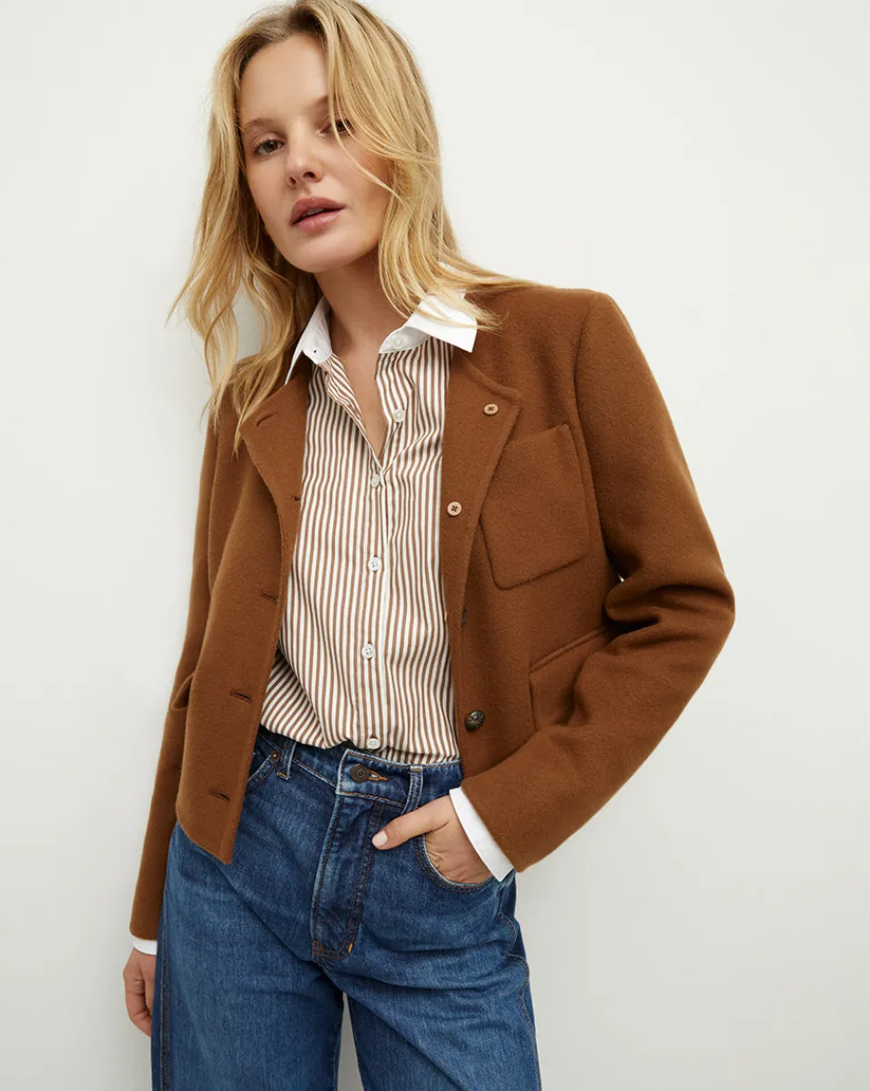 Clearance Veronica Beard Lyssa Collarless Jacket in Deep Ochre DeepOchre