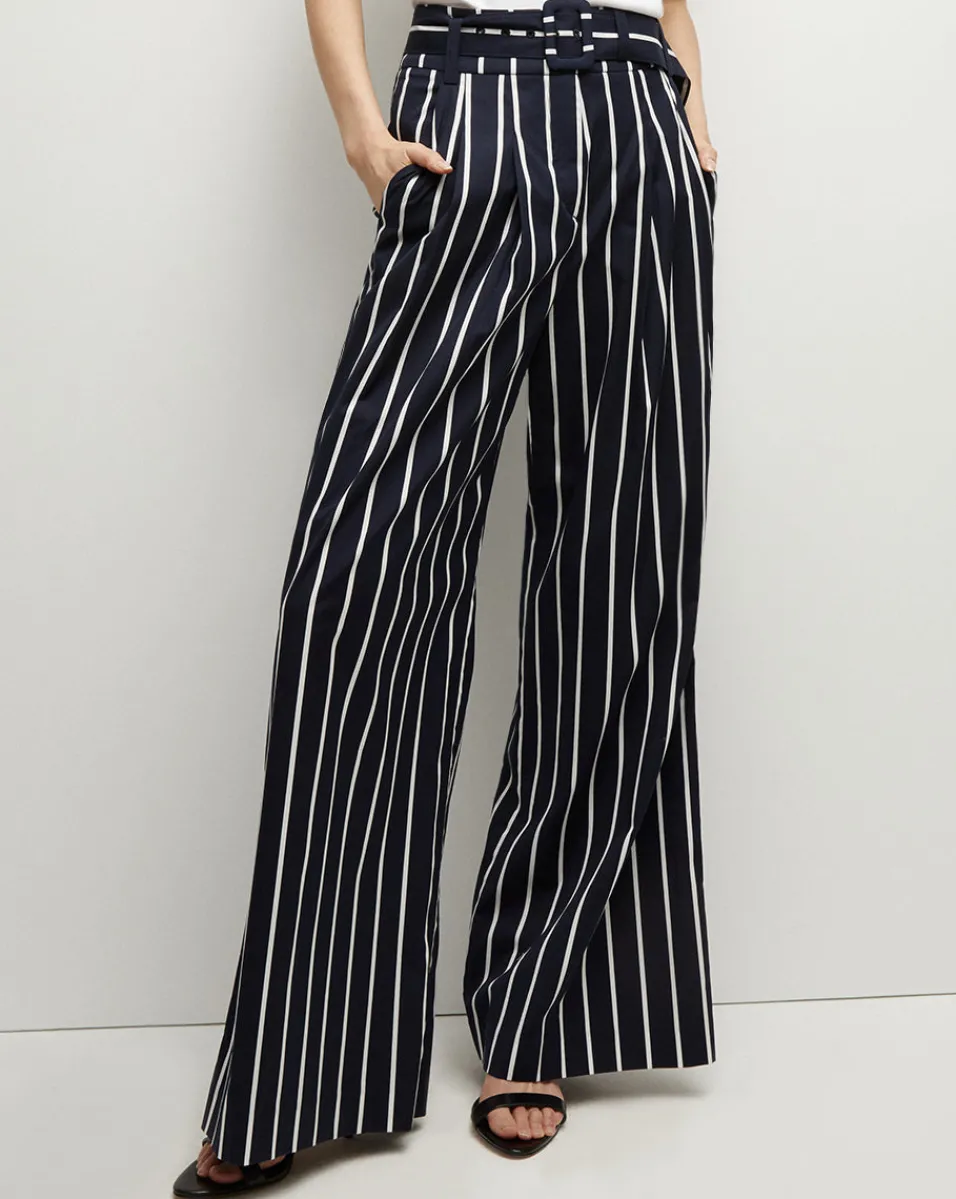 Fashion Veronica Beard Maliyah Striped Wide-Leg Pant in Navy/White