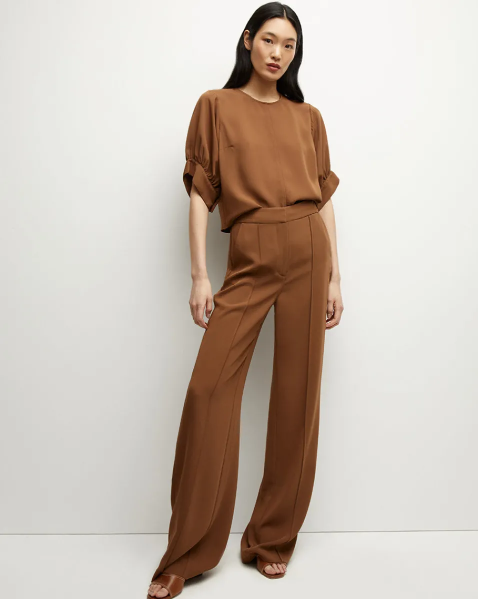 Cheap Veronica Beard Margaret Matte Crepe Top in Deep Ochre DeepOchre