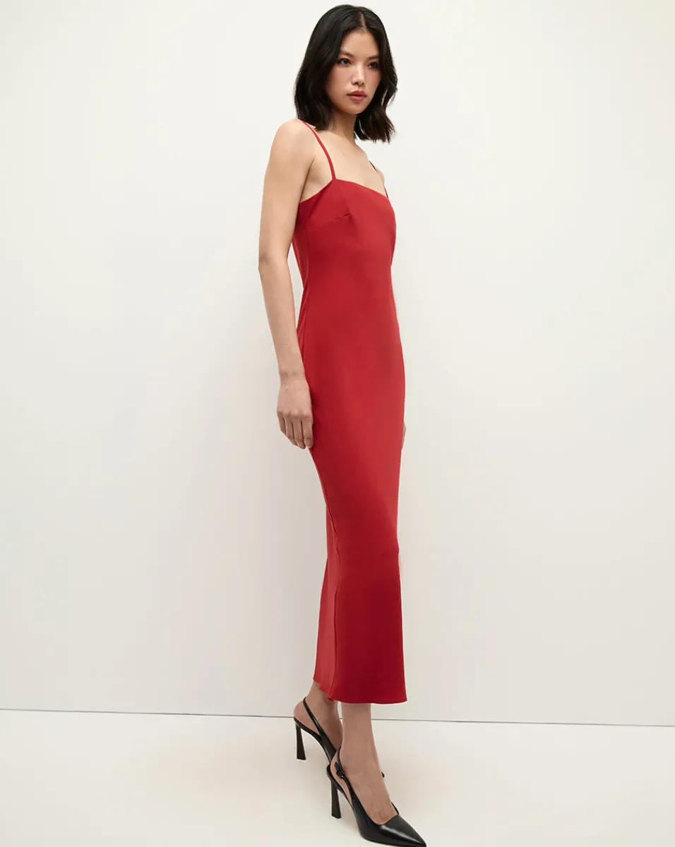 Cheap Veronica Beard Mavis Maxi Slip Dress in Red Crimson