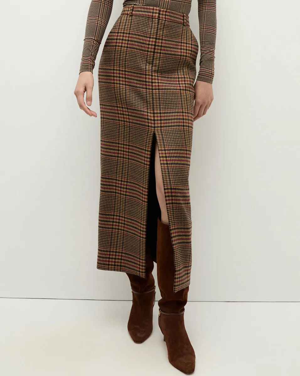 New Veronica Beard Maxine Plaid Maxi Skirt in Camel & Black Camel/Black