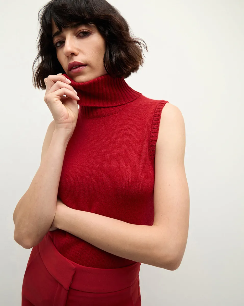 Clearance Veronica Beard Mazzy Cashmere Turtleneck in Crimson