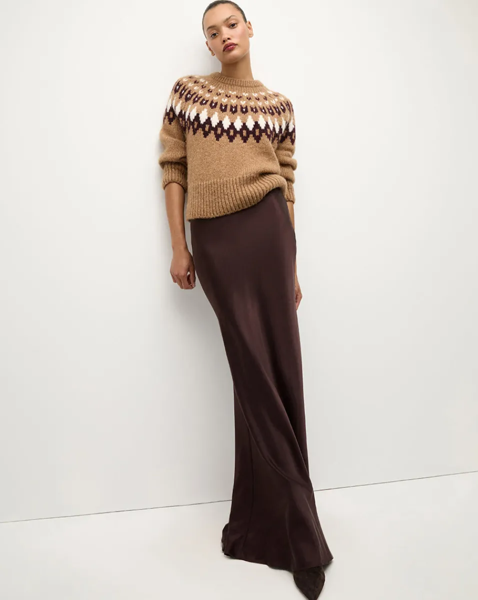 Sale Veronica Beard Medina Silk Skirt in Dark Chocolate DarkChocolate