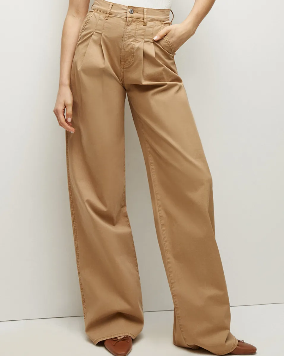 Best Veronica Beard Mia Wide-Leg Pleated Pant in Khaki