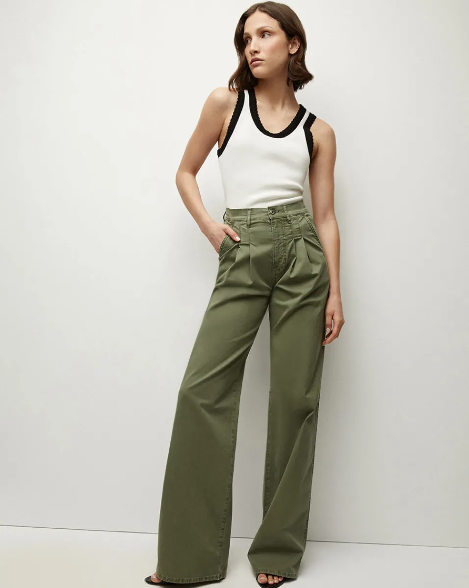 Outlet Veronica Beard Mia Wide-Leg Pleated Pant in Stone Army StoneArmy