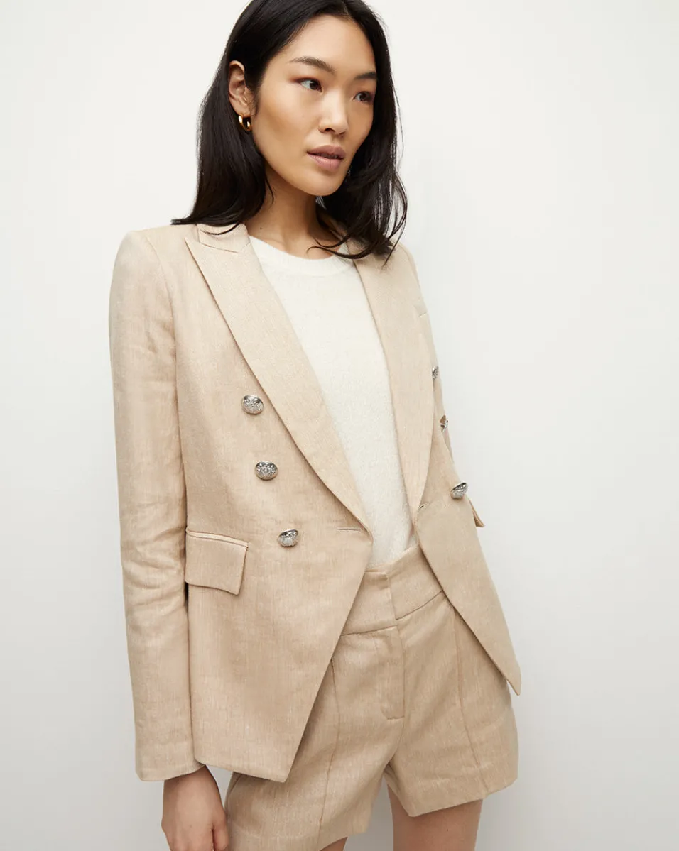 Sale Veronica Beard Miller Linen Dickey Jacket in Khaki Melange KhakiMelange