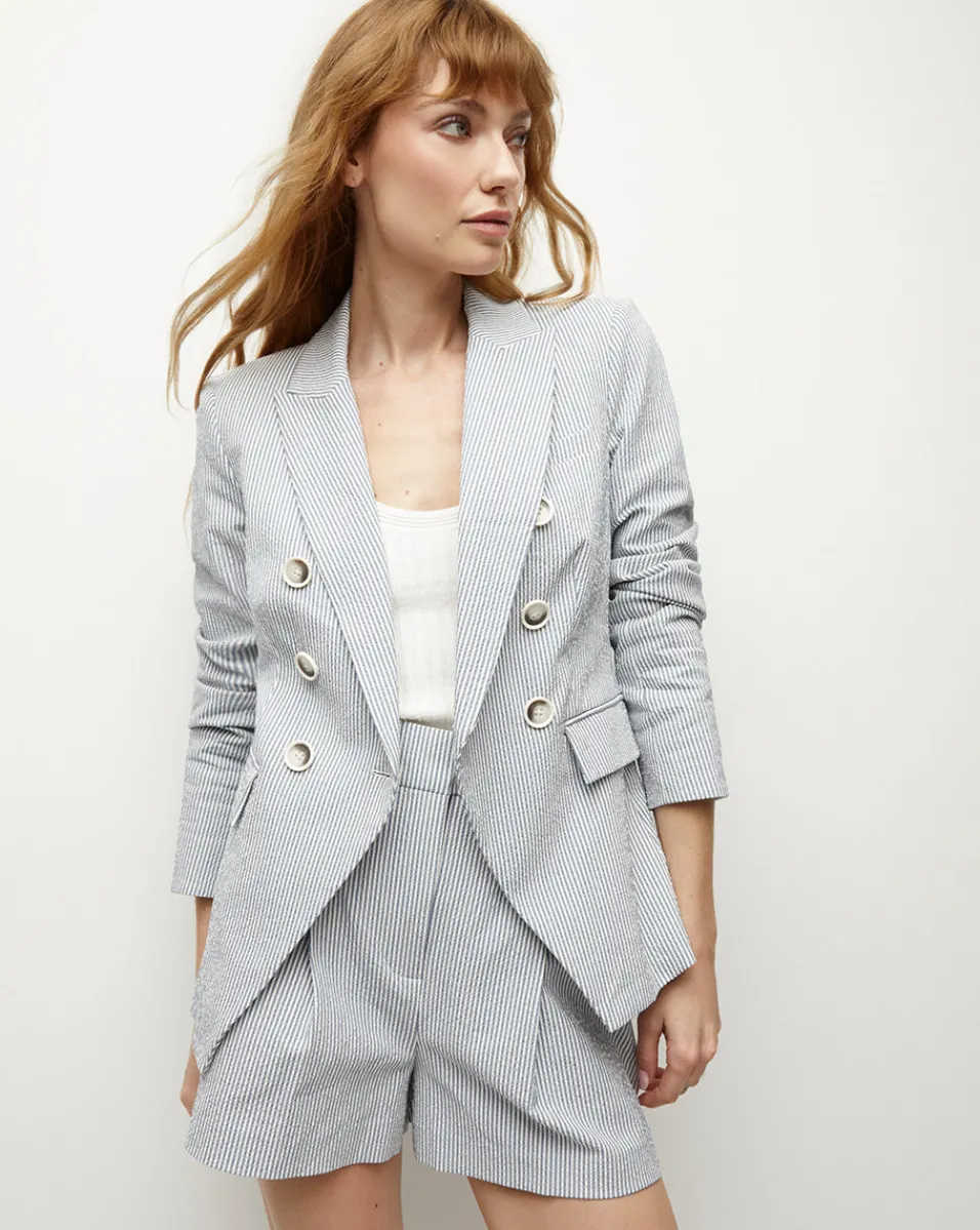 Fashion Veronica Beard Miller Seersucker Dickey Jacket in Blue/White